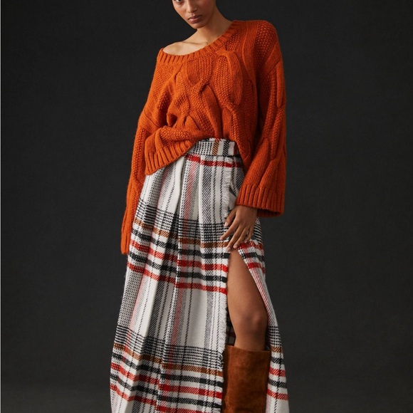 Maeve Wide Neck Oversized Cable Knit Sweater XS - Picture 7 of 13